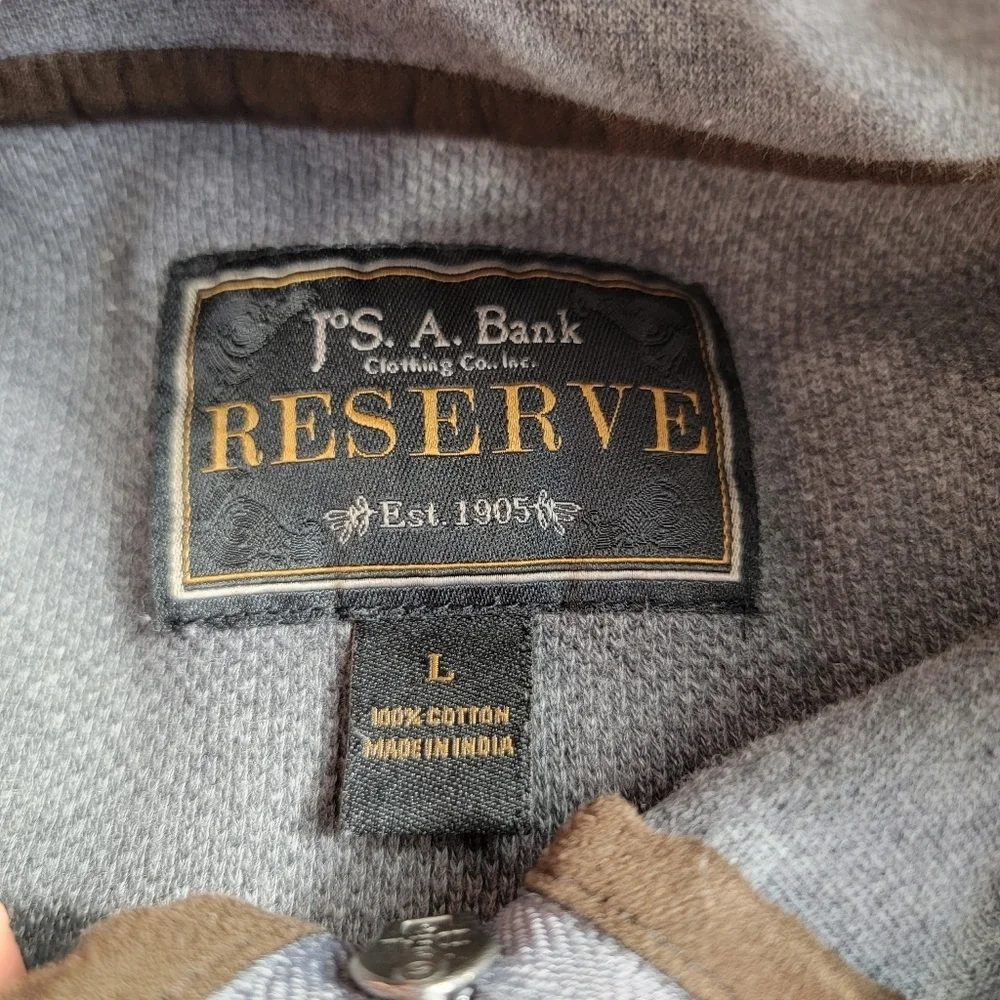 Jos. A. Bank Reserve Traditional Fit grey Cotton 1/4 Zip Sweater Men’s L EUC